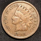 1908 USA Indian Head Cent Bronze Coin - F (Fine) condition