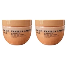 2x Pink Sky VANILLA APRICOT Whipped Body Butter 15.9 oz w/ Vanilla Essential Oil