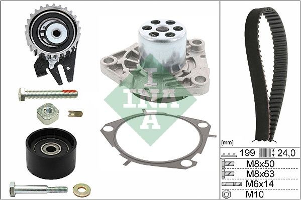 INA Wasserpumpe + Zahnriemensatz FüR Alfa Romeo Cadillac Chevrolet Fiat Jeep-image