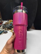 Dunkin Donuts Pink Sparkly Americana 32oz Insulated Tumbler Travel Cup New