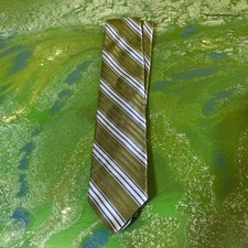 Brooks Brothers 346 Pure Silk Men's Green Blue Striped Necktie USA Made Tie 58"