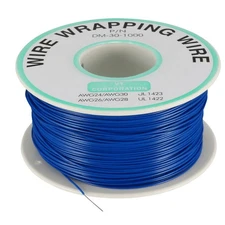 OK Wire Tin Plated Copper Cord Wire Wrapping P/N 30 AWG 650ft L Blue