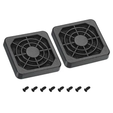 40mm Cooling Fan Filter with Screw, 2 Pcs ABS Ventilator Grill Guard, Black