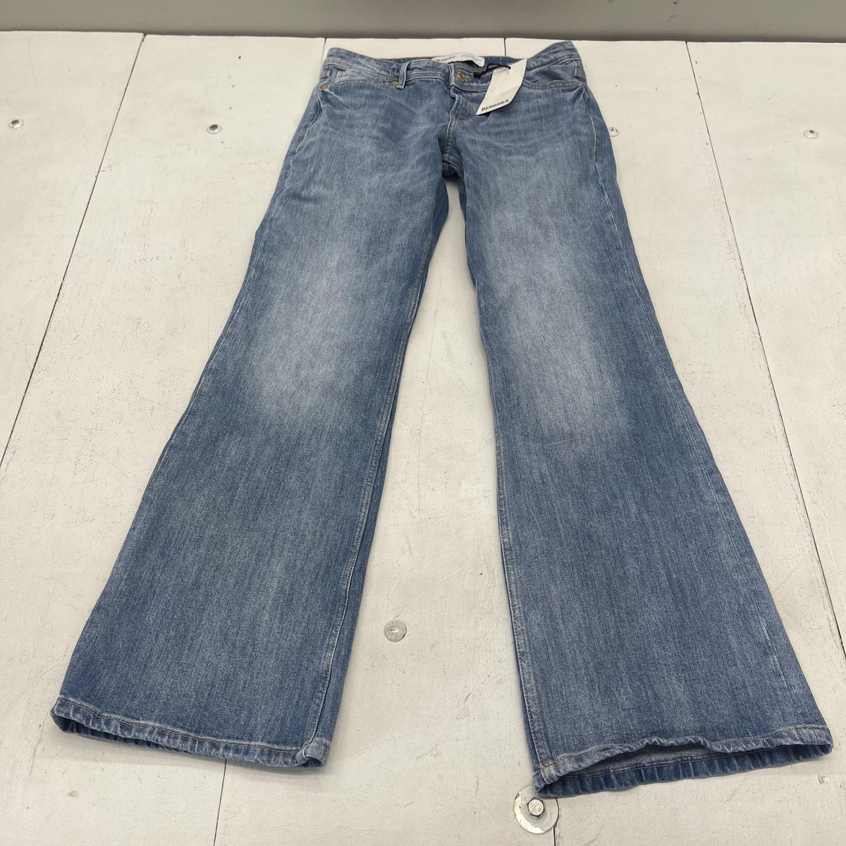 Bershka Jeans Womens 6 Blue Light Wash Wide Leg Flare Bootcut 5011 