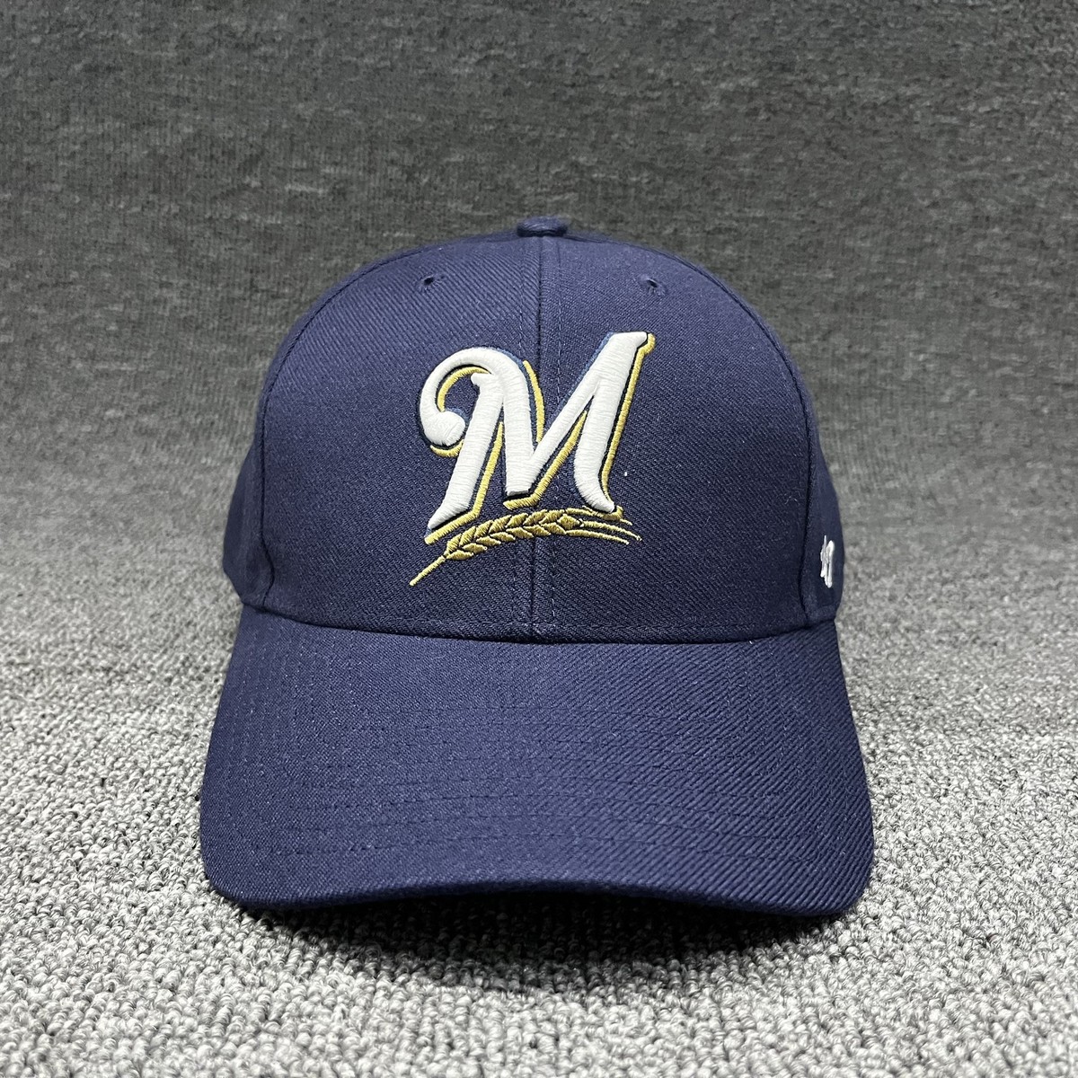 Milwaukee Brewers '47 MVP Hat Navy Blue Adjustable Strapback Cap M Wheat Logo