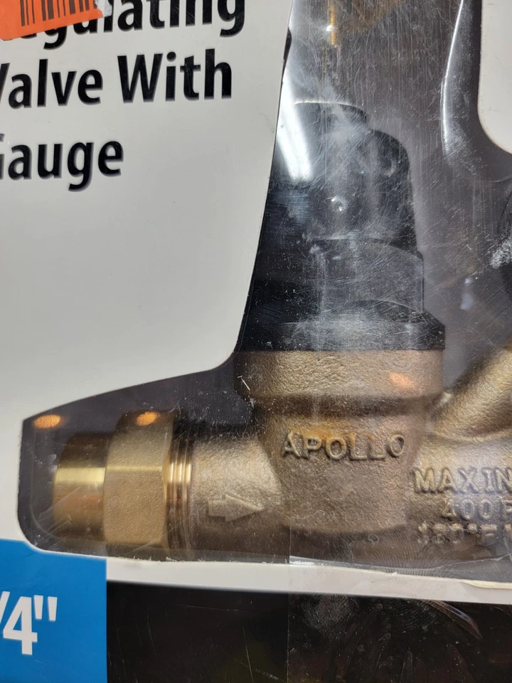 Apollo Pressure Regulating 3/4" Valve With Guage. Glass Is Missing From Gauge.SW - Image 4 of 4