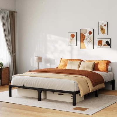 Queen Size Bed Frame 10 Inch   Metal Platform with Screwless Assembly, Reinfo...