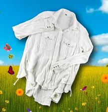 Free People Boho Tunic Women S Shirt Flap Pocket Boho Waffle Drawstring Cottage