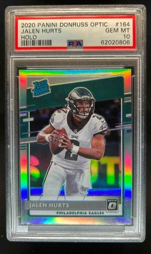 2020 Donruss Optic Jalen Hurts Holo Prizm Rookie RC #164 Eagles PSA 10