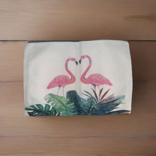 Set of 4 - Pink flamingo placemats 18in x 12in. - Picture 2 of 3