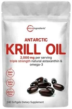 Micro Ingredients Antarctic Krill Oil Supplement 2000mg Per Serving 240 Softg...