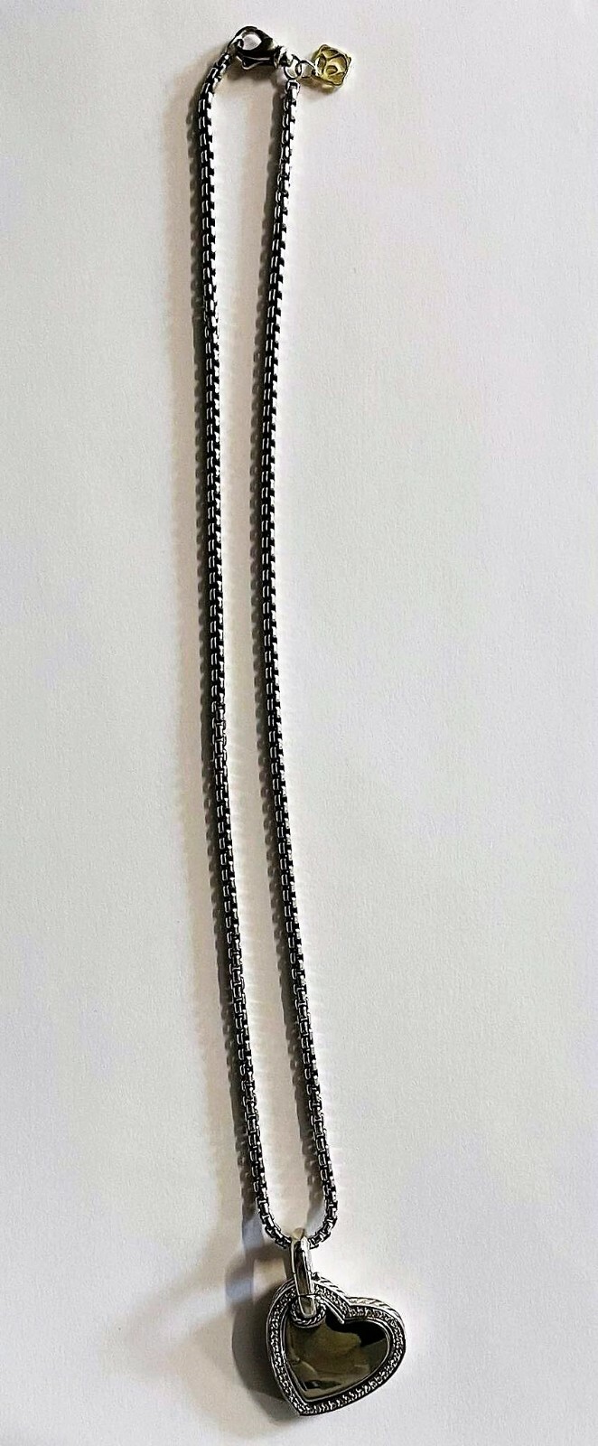 DAVID YURMAN 925 Sterling Silver Pave Diamonds Cable Heart Pendant Necklace