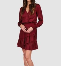 $165 Michael Kors Women's Red Cheetah Print Long-Sleeve Mini Dress Petite Sz M