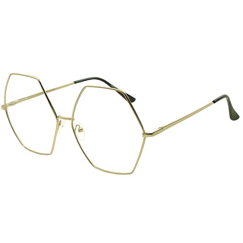 XXL OVERSIZED VINTAGE RETRO Style Clear Lens EYE GLASSES Huge Gold Hexagon Frame eBay