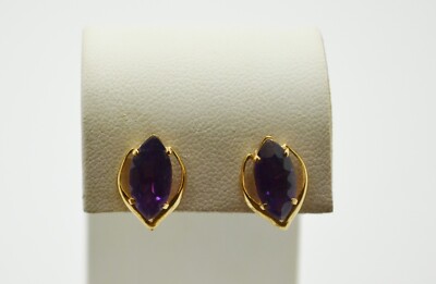 Wunderschöne lila Edelstein Ohrstecker 14K Gold #GOLD-3154