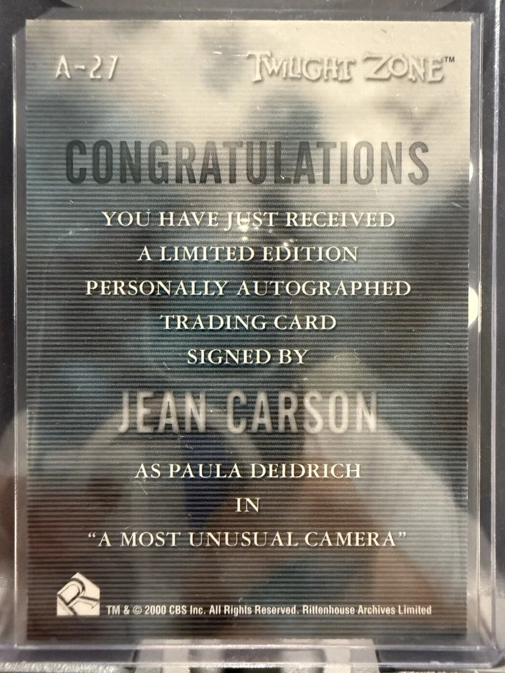 1999 Rittenhouse Twilight Zone JEAN CARSON Paula Deidrich A27 Autograph Auto Au - Image 2 of 2