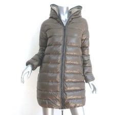 Duvetica Zip Hooded Down Coat Brown Size 42 Knee-length Puffer Jacket