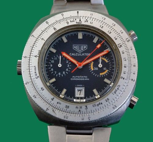 Vintage 1960's  HEUER Chronograph  CALCULATOR Large Watch Caliber 11