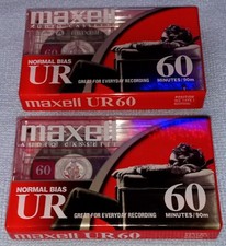 2x Sealed Maxell UR60 Audio Cassette Tape 60 Minutes Recording Normal Bias