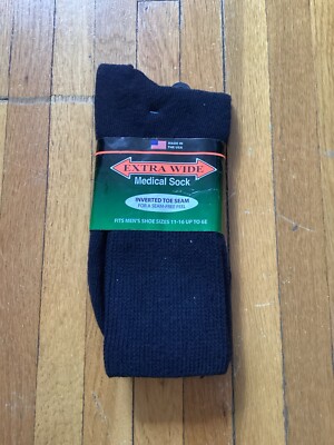 Extra Wide Sock Company Men's 11-16 Shoe Size Black Medical Sock,Cotton /Nylon