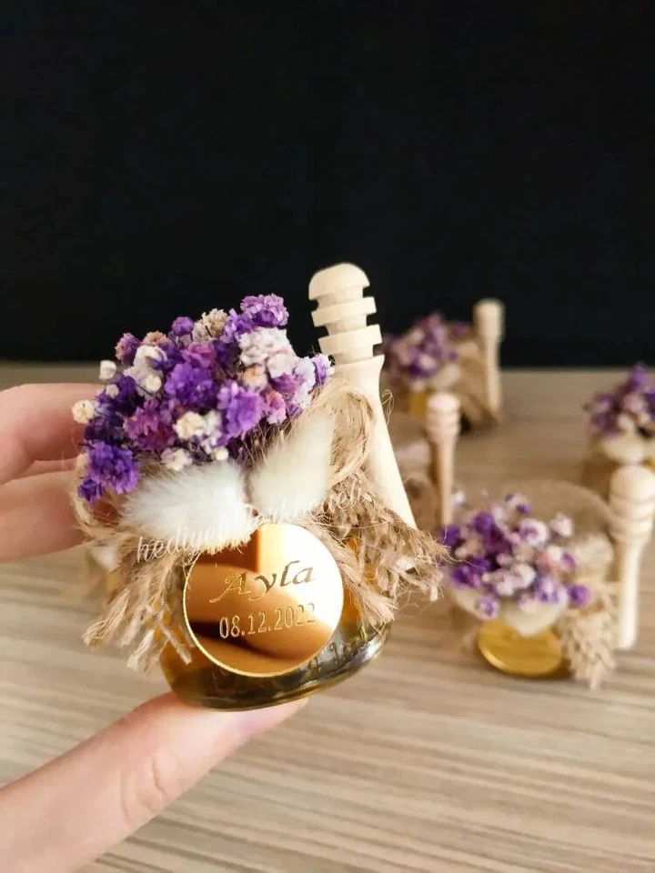 20 PIEZAS Tarro de miel, favor de boda, regalo de boda de lujo, tarro de miel regalo Foto 3 de 4