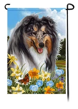 Collie Summer Flowers Garden Flag