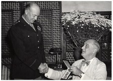 Photograph of Pres FDR Presenting Legion of Merit SIGNED by Dwight D. Eisenhower