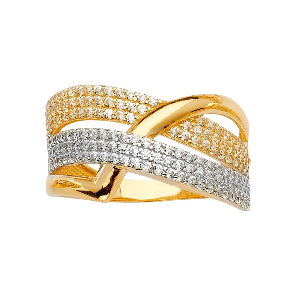GOLD - 14K Tri Color Multi Line MP Cubic Zirconia Ring | eBay