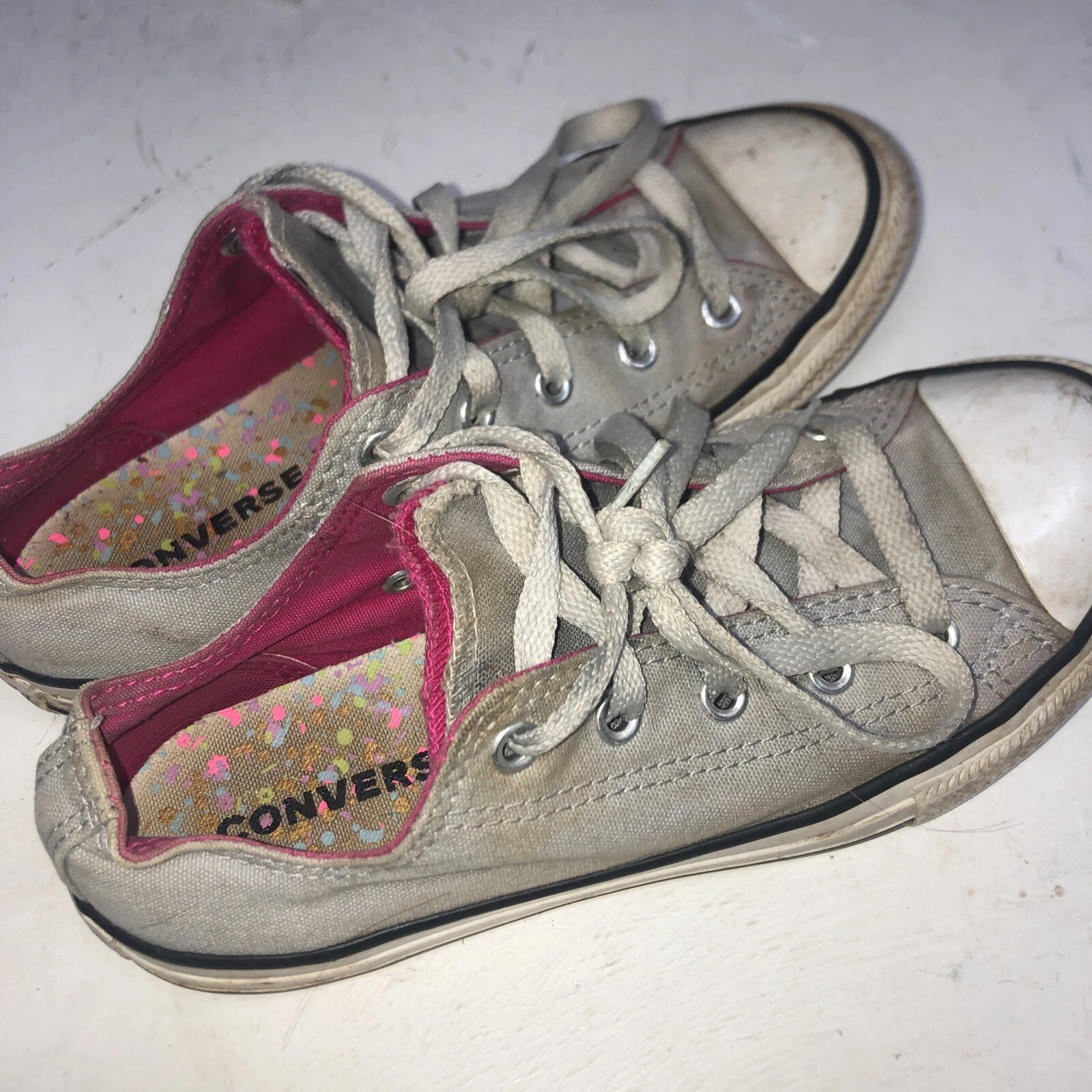 Converse 662626F CTAS Juniors Sneaker Doppia Lingua Grigio Lupo Rosa Taglia 3