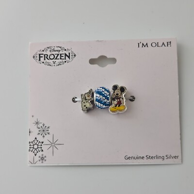Disney Frozen Sterling Silver Charms Jacmel 3 charms Olaf Mickey Mouse Crystal