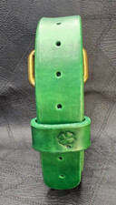 Handmade custom belt 1.5in wide, 8oz hand dyed leather made to order.