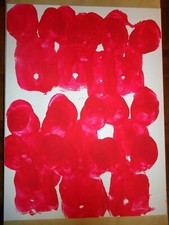 SYMPHONY IN RED 30'' X 40'' CANVAS ABSTRACT PAINTING BY COMIC ARTIST JAMES CHEN