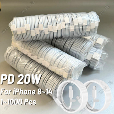 Bulk Lot  20W PD USB C Fast Charger Cable Type C Cord For iPhone 14 13 12 11 X 8