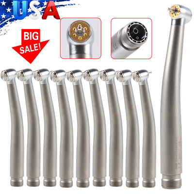 10* Dental High Speed Handpiece 2 H E-generator LED 6 Lamps 6 Spray ASkeadnt po