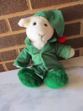  Creative Concepts Brand White Lamb in Green Velour Sleeper Outfit 12"Tall Plush