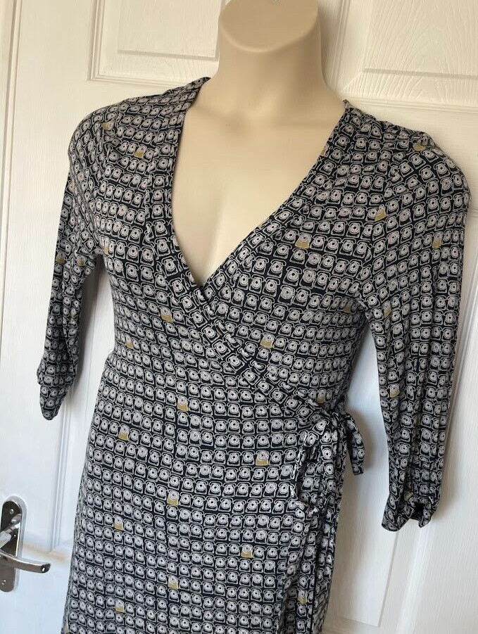 White Stuff Size 12 Telephone Pattern Jersey Wrap… - image 2