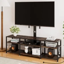 TV Stand Entertainment Center Open Shelf Storage Rack Durable with Power Outlets