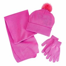  24 NWT  3PC SET  HAT GLOVE  SCARF New ONE SIZE 7 8 10 12 14 16 PINK