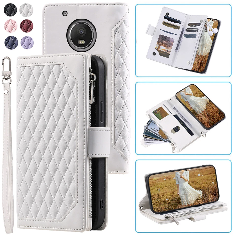  Роскошный ромбический кожаный бумажник чехол молнии Flip карты чехол для Motorola Moto G5 - Изображение 4 из 4