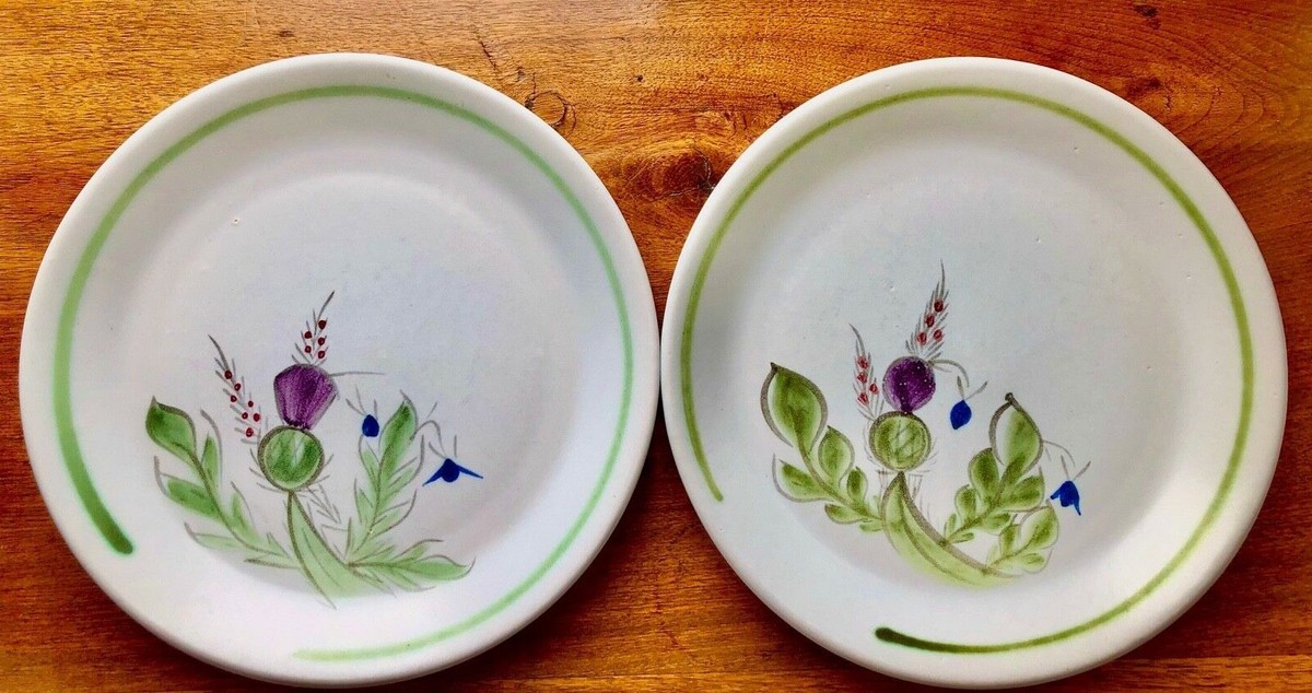2x Scotland BUCHAN Stoneware Portobello Hand Painted THISTLE Salad