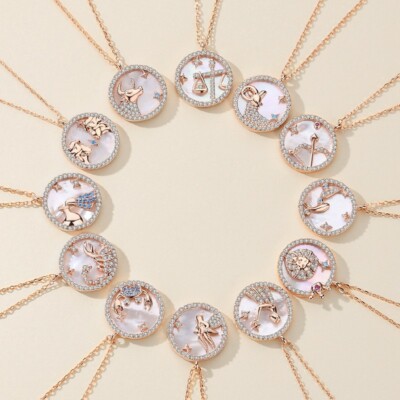 12 Lucky Fashionable Constellations Necklace Women Sweater Chain Female Pendant