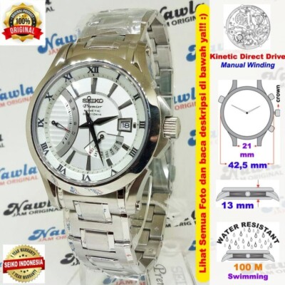 Seiko Premier SRH007P1 Men's Watch Direct Drive Kinetic Steel 5d44-0ad0 NOS New