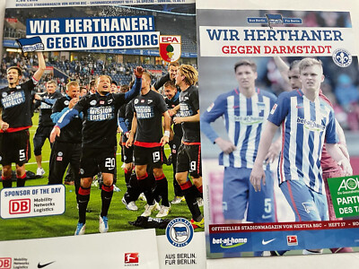 2 Fußballprogramme 2. BL/BL, Hertha - Augsburg  10/11,  Hertha - Darmstadt 15/16