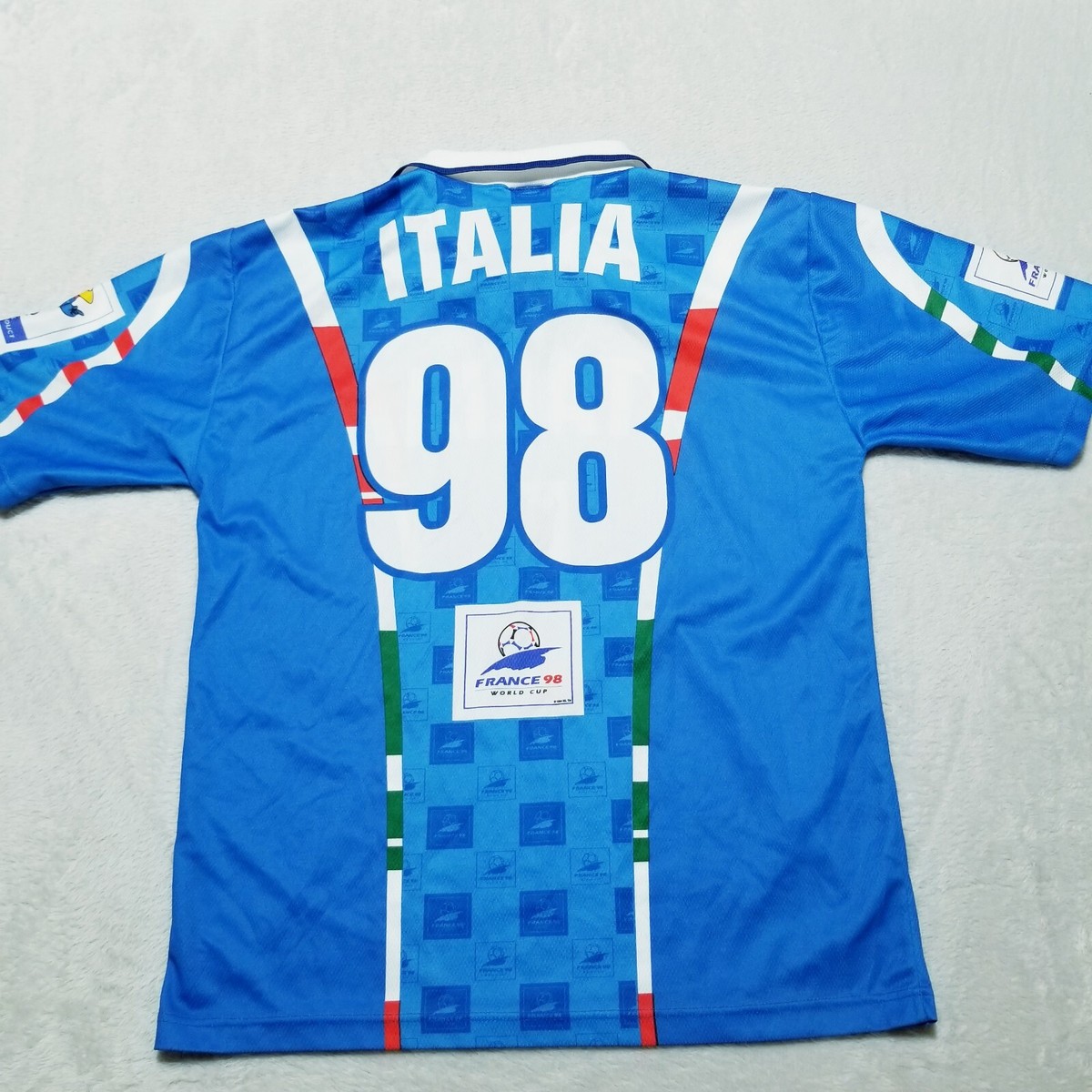 激レア　サッカー　ワールドカップ　98フランス　イタリア　ユニフォーム Vintage ITALIA 98 France World Cup Collar Shirt Mens Medium Soccer