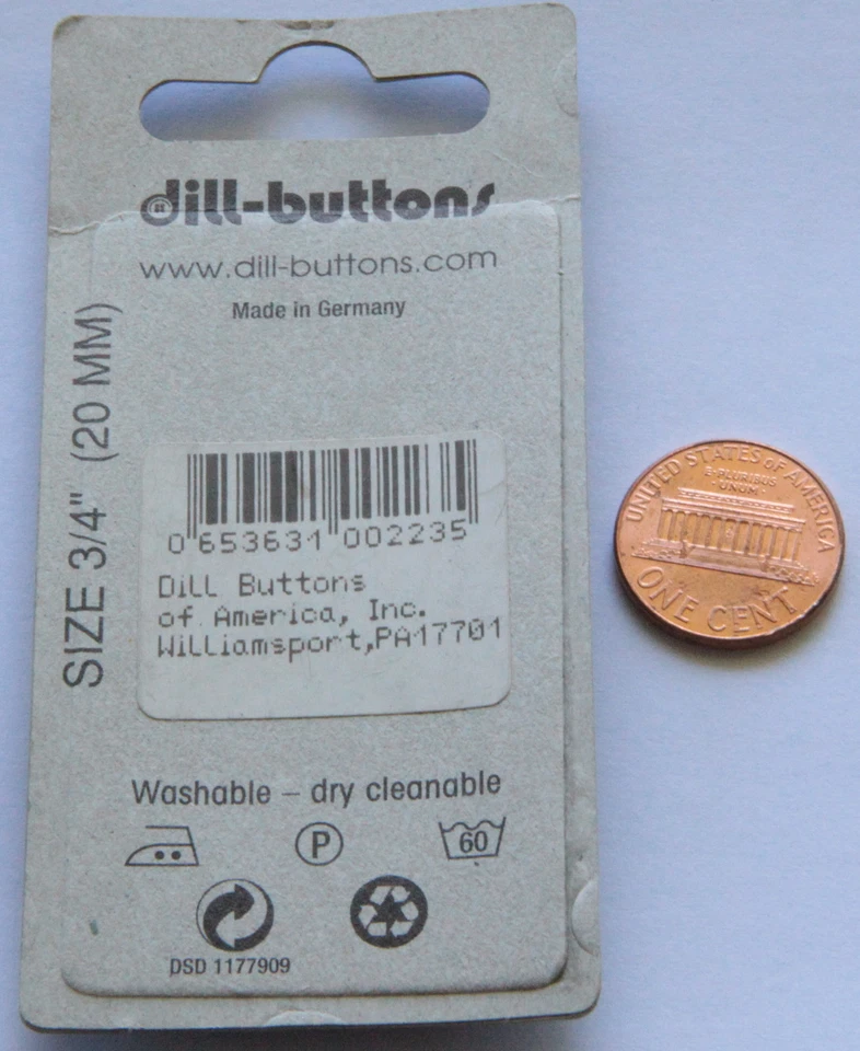 2 DILL Cream Enamel Gold Tone Metal Sew-through Buttons 3/4" 20MM 1 Card # 3564 - Image 3 of 4