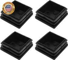 4 Pack 1-1/2" Square Plastic Plugs, Black Tubing End Caps Plugs Insert for Squar