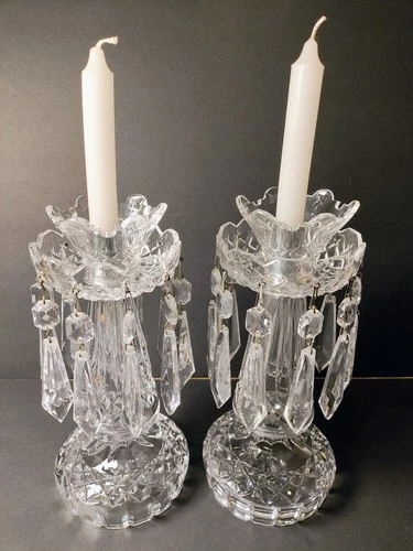 Vintage Pair of WATERFORD Lismore Prestige Cut 10 Inch Lead Crystal Candlesticks