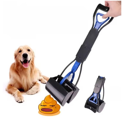Dog Pooper Scooper Long Handle Foldable Pet Poop Picker Waste Cleaner Tool