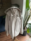 COS Beige Cotton Coated Long Sleeve Relaxed Fit Rain Coat Removable Hood Sz XS