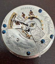 VINTAGE 18 SIZE ELGIN POCKET WATCH MOVEMENT GR. G.M. WHEELER 44 NOT RUNNING